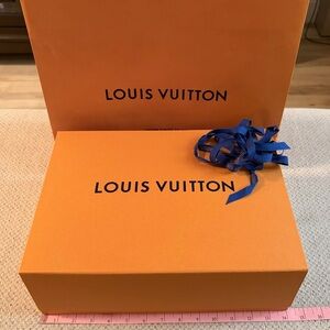 Louis Vuitton Signature Orange Box with Blue Ribbon, and Bag